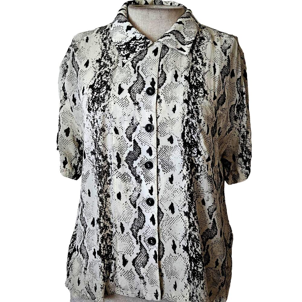 Stockholm Atelier Animal Print Short Sleeve Blouse Size 2
